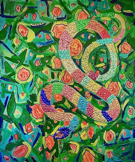 Sequined Garden Snake Art Print Etsy