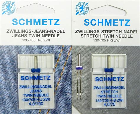 SCHMETZ Stretch Zillings Twin Nadel 4 0 75 Jeans Zwillings Twin