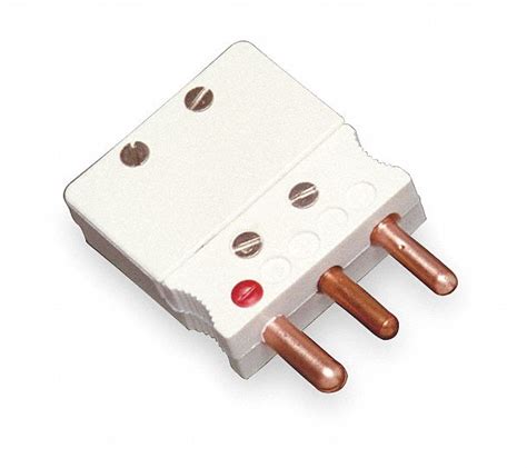 Tempco Thermocouple Plug Standard 3 Flat Pins 3 Wire Rtd White