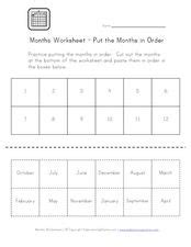 Months Worksheet - Put the Months in Order Organizer for 1st - 3rd ...