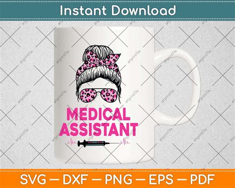 Messy Hair Woman Bun Medical Assistant Proud Nurse Life Svg File