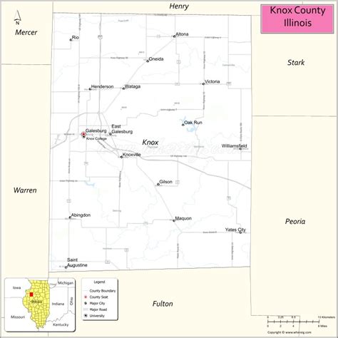 Map of Knox County, Illinois showing cities, highways & important ...