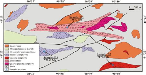 Colour Online Simplified Geological Map Of The Dapingliang Area