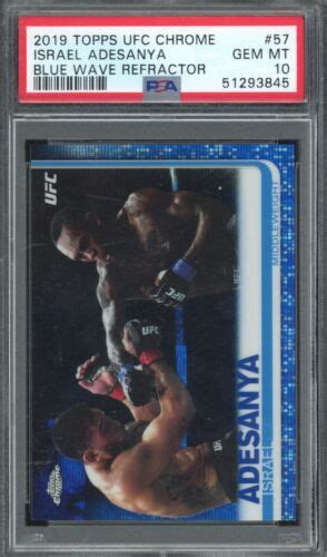 Topps Ufc Chrome Israel Adesanya Blue Wave Refractor Psa