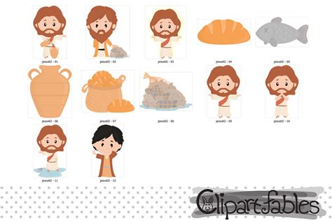 Cute Jesus Clipart Biblical Sories Miracles Of Jesus Bible Theme By Clipartfables Thehungryjpeg