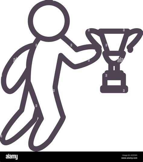 Person Avatar With Trophy Line Style Icon Design Winner First Position