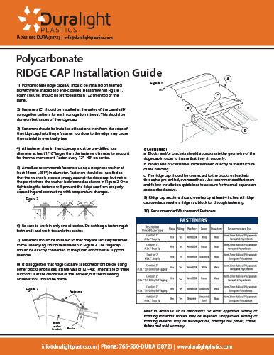 Ridge Cap Installation Guidelines - Duralight Plastics