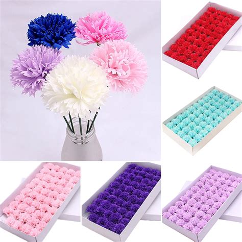 10pcs Artificial Carnation Flower Head 6x5cm Soap Forever Flowers For