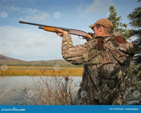 Hunter With Shotgun Stock Photo Image Of Autumn Pump 21327424