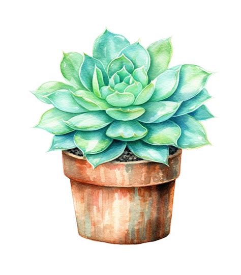 Premium Photo There Is A Watercolor Painting Of A Potted Plant With A