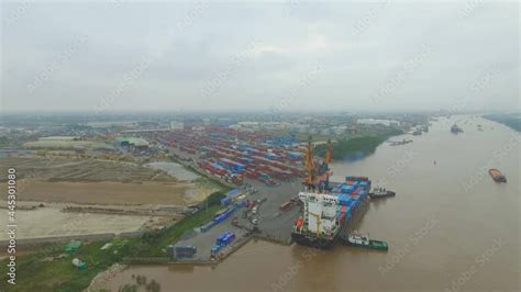 Cargo Ships In A Port Of Hai Phong Vietnam Hai Phong Port Is One Of