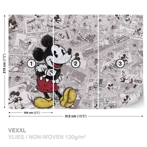 Disney Mickey Mouse Newsprint Vintage Wall Paper Mural Buy At Europosters