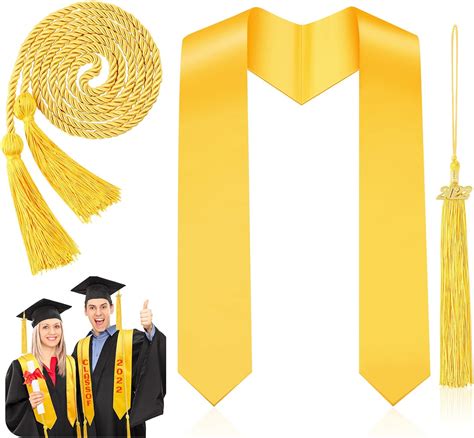 3 Piece Gold Graduation Cords Stole Tassel Set Graduation Tassel With 2022 Year