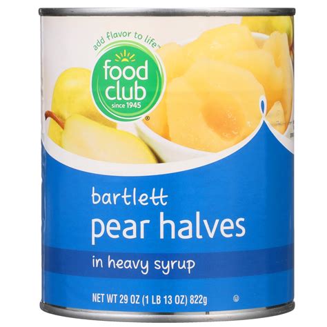 Food Club Pear Can Bartlett Halves In Heavy Syrup Oz Shipt