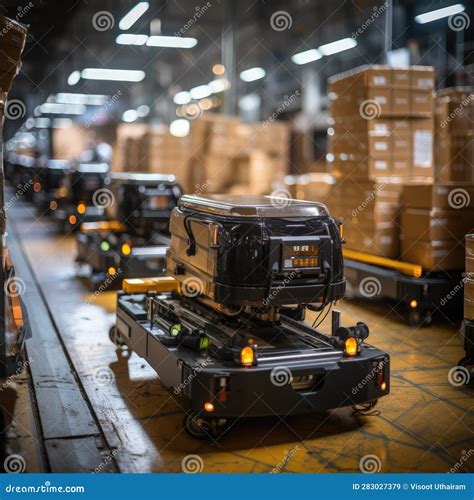 Automated Retail Warehouse With Robots Efficiently Sorting Parcels