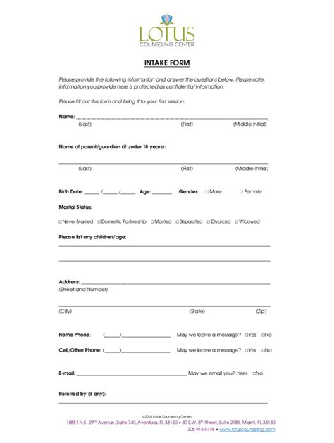 Fillable Online Adult Intake Packet Free Online Form Builder Form