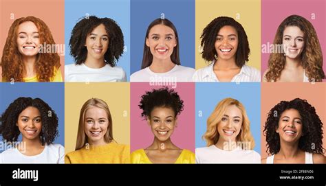 Composite Collage Of Happy Diverse Multicultural Women Stock Photo Alamy