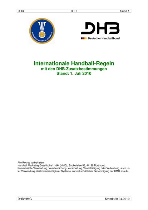 Ihf Regeln Dhb Deutsche Fassung Vom By Reiner Lauppe Issuu