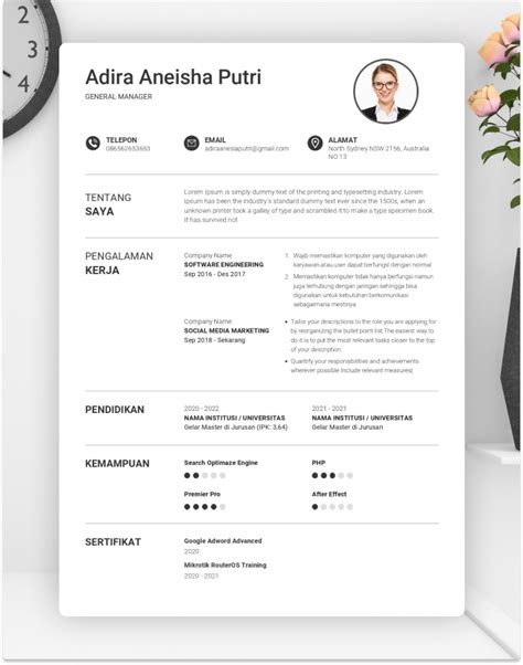 Template Cv Ats Friendly Bahasa Indonesia V16 Gratis