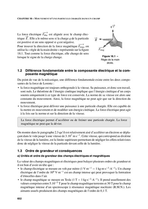 Mouvement dune particule chargée dans un champ électrique ou