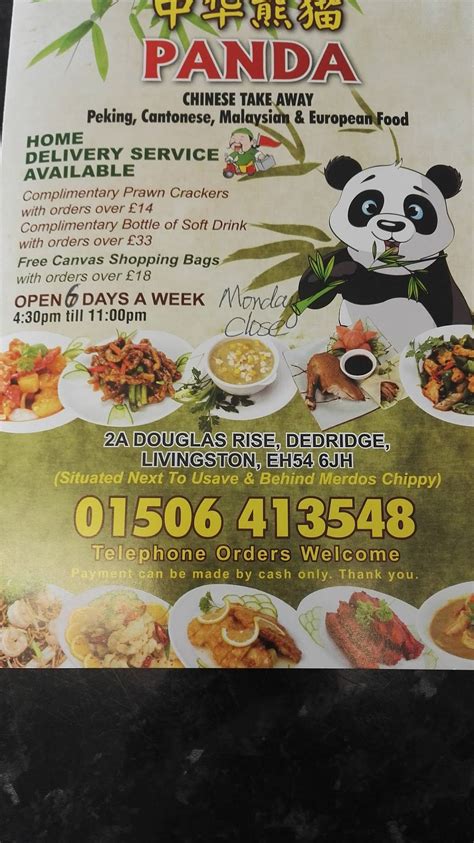 Menu At Panda Take Away Restaurant Livingston