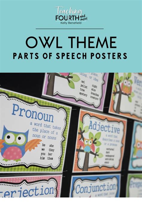 Parts Of Speech Grammar Posters Owl Classroom Decor Anchor Charts Bulletin Board Owl Classroom