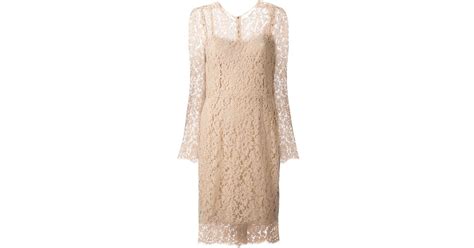 Dolce And Gabbana Lace Dress In Natural Lyst