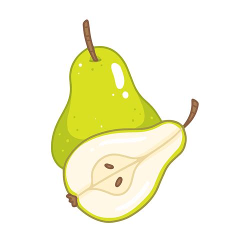 A whole pear with a half cut pear in cartoon style. Vector isolated illustration. 6298843 Vector ...