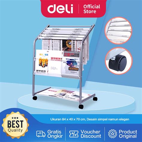 Jual Deli Magazine Rack Rak Koran Majalah Alumunium 84 Cm Desain