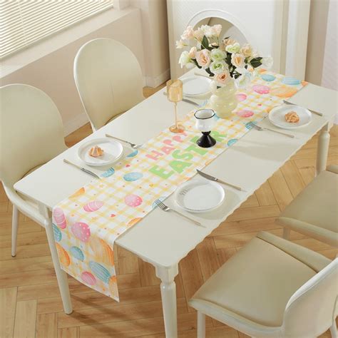 Easter Modern Simple Rectangle Cotton Linen Table Bunny Rabbit Egg