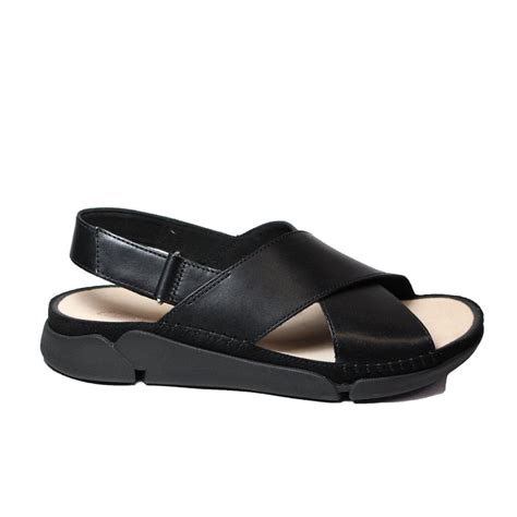 Clarks Tri Alexia Black Leather Womens Slingback Sandals