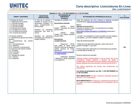 Solution Carta Descriptiva Metodolog A Para La Investigaci N Cient