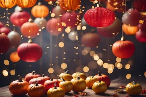 Premium Ai Image A Colorful Display Of Paper Lanterns With The Words