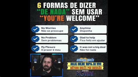 6 FORMAS DE DIZER DE NADA EM INGLÊS YouTube