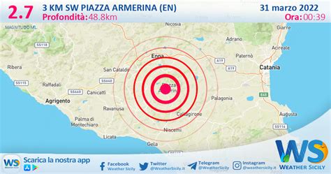 Scossa Di Terremoto Magnitudo 2 7 Nei Pressi Di Piazza Armerina EN