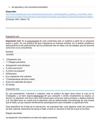 La Exposici N Oral Compendio Pdf