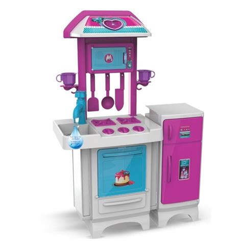 Cozinha Infantil Completa pink 8074 Fogão Geladeira Forno Pia Sai água