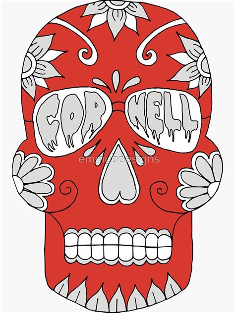 Cornell Skull Sticker By Emmybdesigns Redbubble