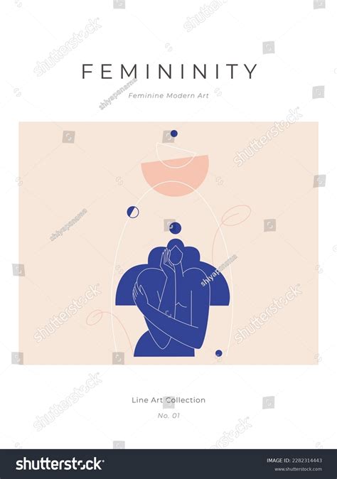 Contemporary Modern Print Woman Silhouette Nude Stock Vector Royalty