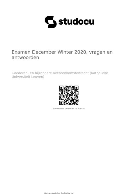 Examen December Winter 2020 Vragen En Antwoorden Examen December