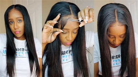 4x4 LACE CLOSURE STRAIGHT WIG INSTALL HOW TO INSTALL A GLUELESS WIG