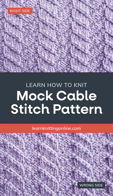 Mock Cable On Moss Stitch Pattern Free Knitting Chart Moss, 50% OFF