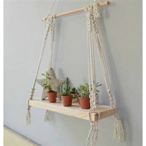 Jual Macrame Shelf Hanging Makrame Rak Ambalan Hiasan Dinding Macrame