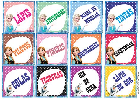 Etiquetas Para Organizar Material Escolar Frozen Olaf Anna E Elsa