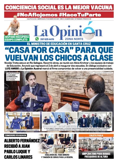 Diario La Opini N Zona Norte Tapa Edici N Impresa Del De Enero De