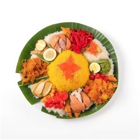 Arroz Tumpeng Comida Tradicional Indonesia Para El Momento De