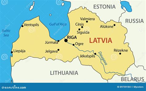 Republic Of Latvia Vector Map Stock Vector Illustration Of Capital