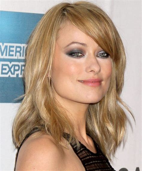 Olivia Wilde Medium Straight Golden Blonde Hairstyle With Side Swept