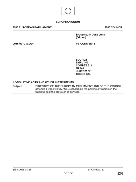 Fillable Online Data Consilium Europa Consolidated Version Of The