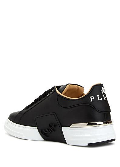 Philipp Plein Phantom Kick Siyah Beyaz Erkek Deri Sneaker Siyah Beyaz